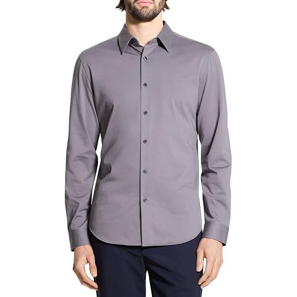Amazon.com: Theory Men's Sylvain Good Cotton Shirt, Black, XS